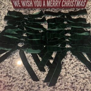 Dark Green Christmas Holiday Bow Ornaments